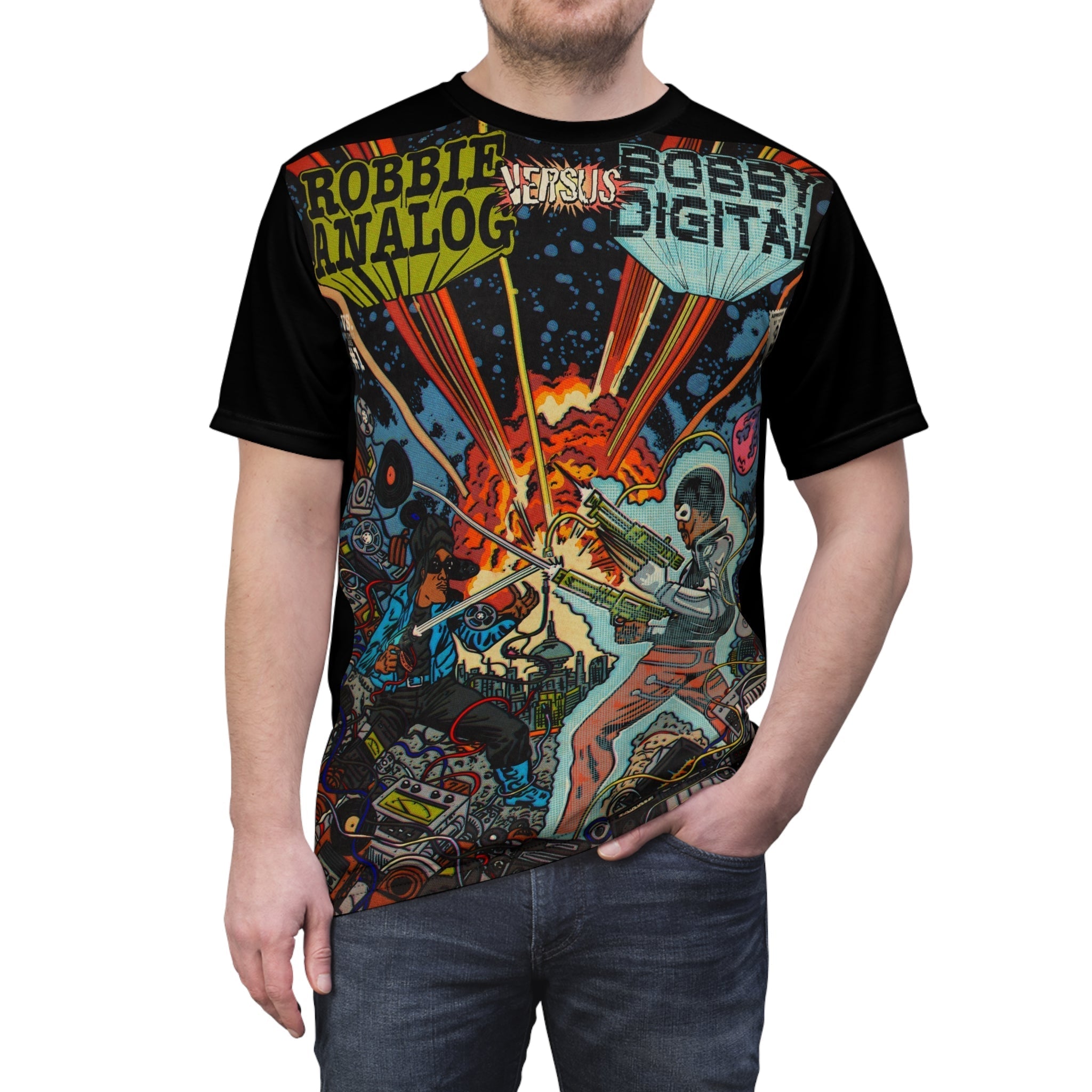Analog vs. Digital - Unisex Cut & Sew Tee (AOP) Hoodie, Sweatshirt | CiraTrend.com (Image 3)