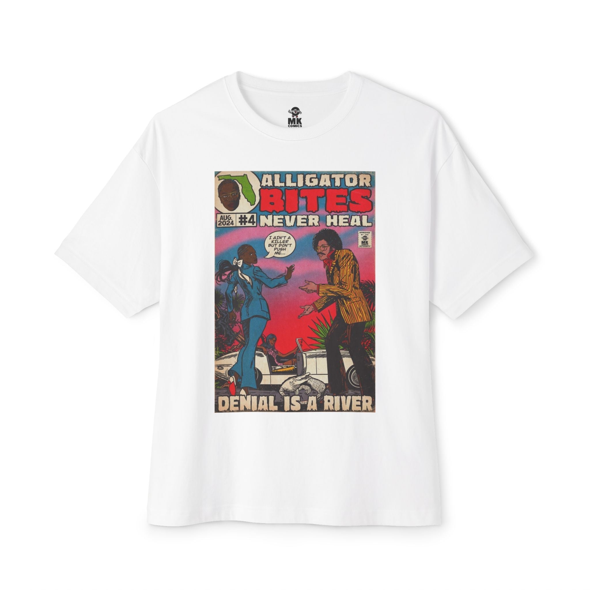 Denial is a River - Alligator Bites - Unisex Oversized Boxy Tee Hoodie, Sweatshirt | CiraTrend.com (Image 2)