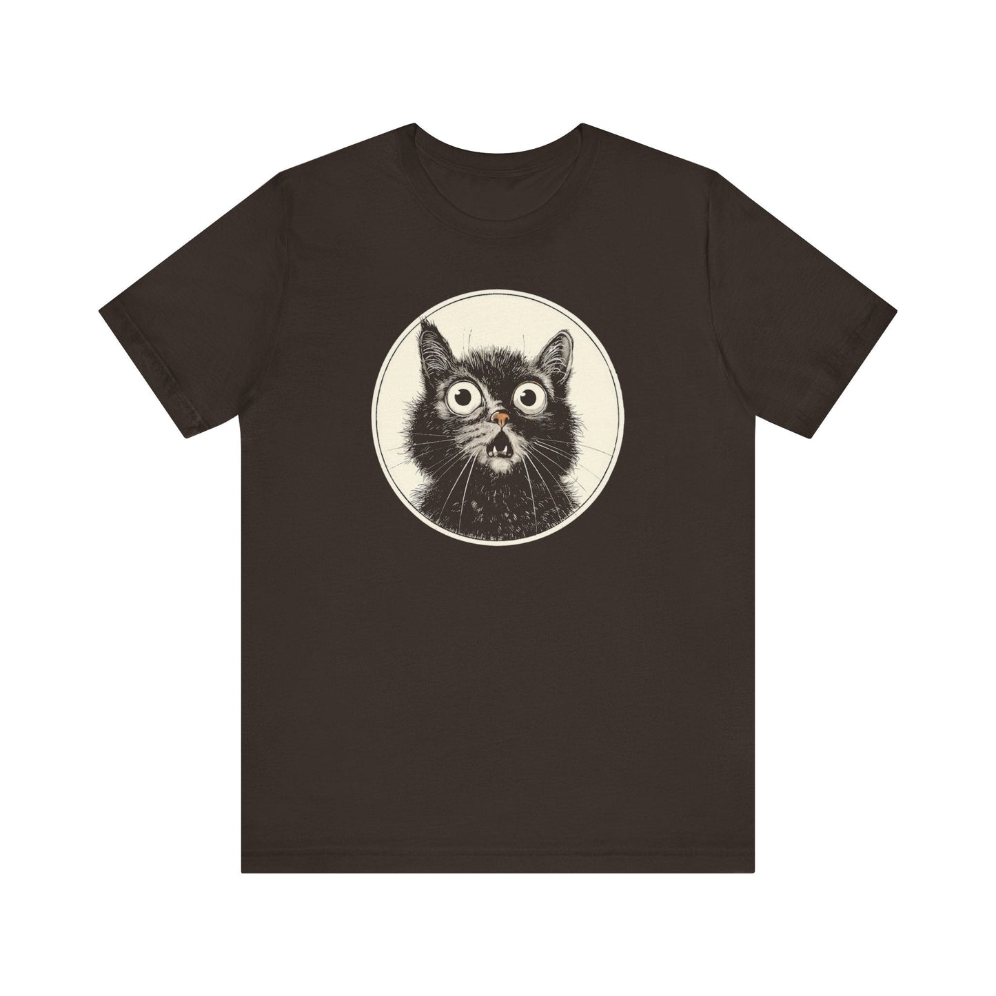 Wide-Eyed Cat Graphic Tee Ã¢â‚¬â€œ Vintage Style Cat Lover Shirt