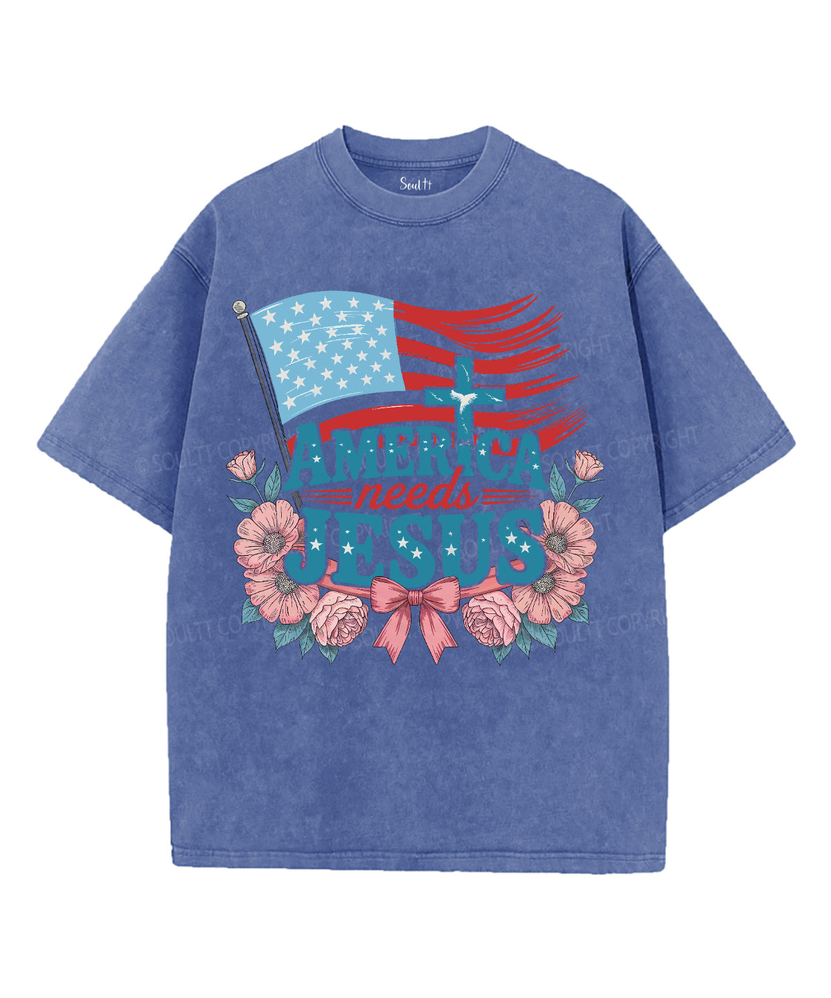 America Needs Jesus Unisex Washed Christian T-shirt Style002 Hoodie, Sweatshirt | CiraTrend.com (Image 3)