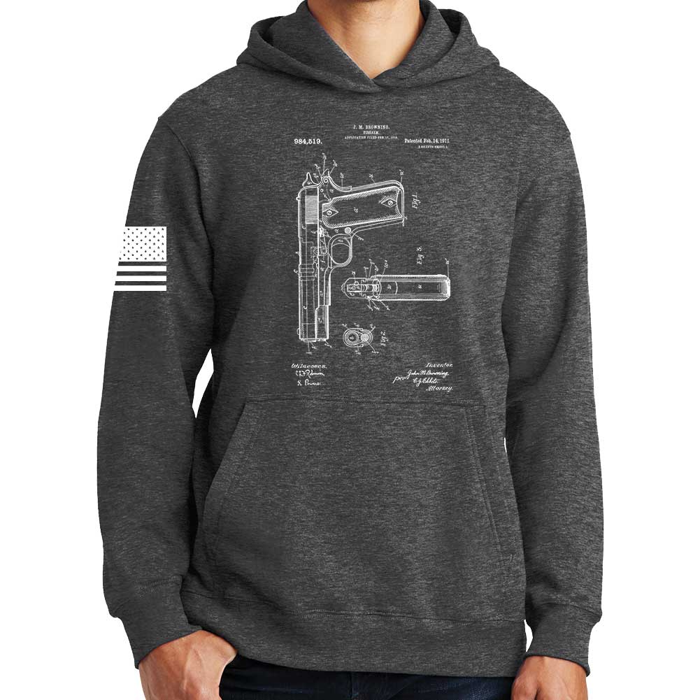 1911 Pistol Blueprint Hoodie Style001