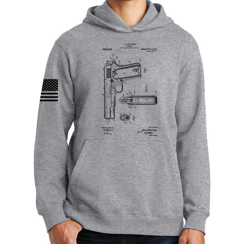1911 Pistol Blueprint Hoodie