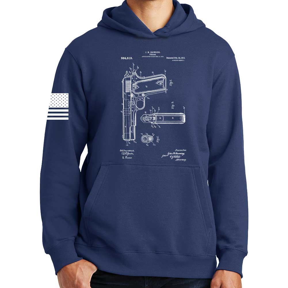 1911 Pistol Blueprint Hoodie Style001