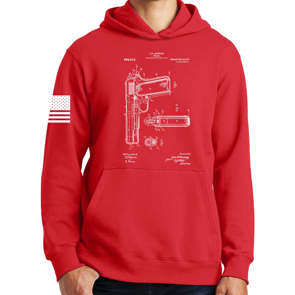1911 Pistol Blueprint Hoodie Style001