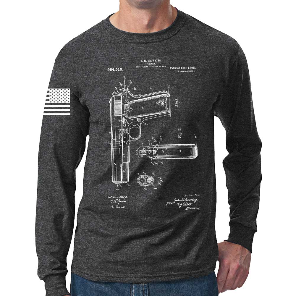 1911 Pistol Blueprint Long Sleeve T-shirt