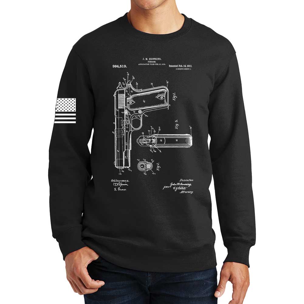 1911 Pistol Blueprint Sweatshirt Style001