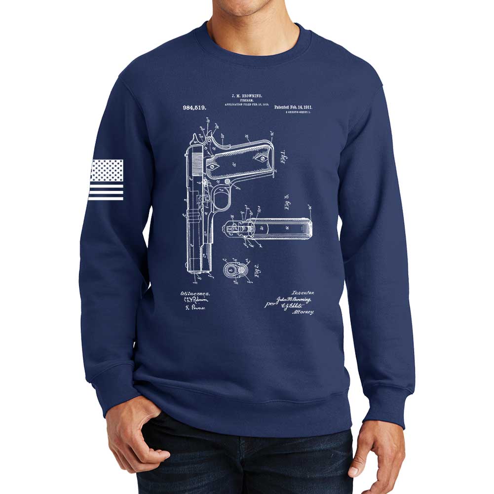 1911 Pistol Blueprint Sweatshirt
