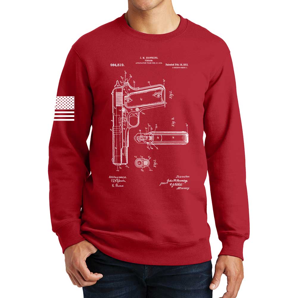 1911 Pistol Blueprint Sweatshirt Style001