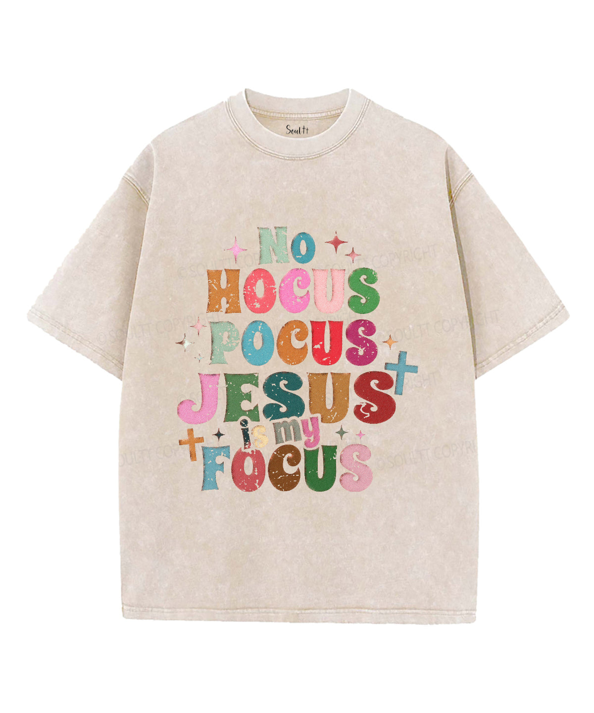 No Hocus Pocus Jesus Is My Focus Unisex Washed Christian T-shirt Hoodie, Sweatshirt | CiraTrend.com (Image 1)