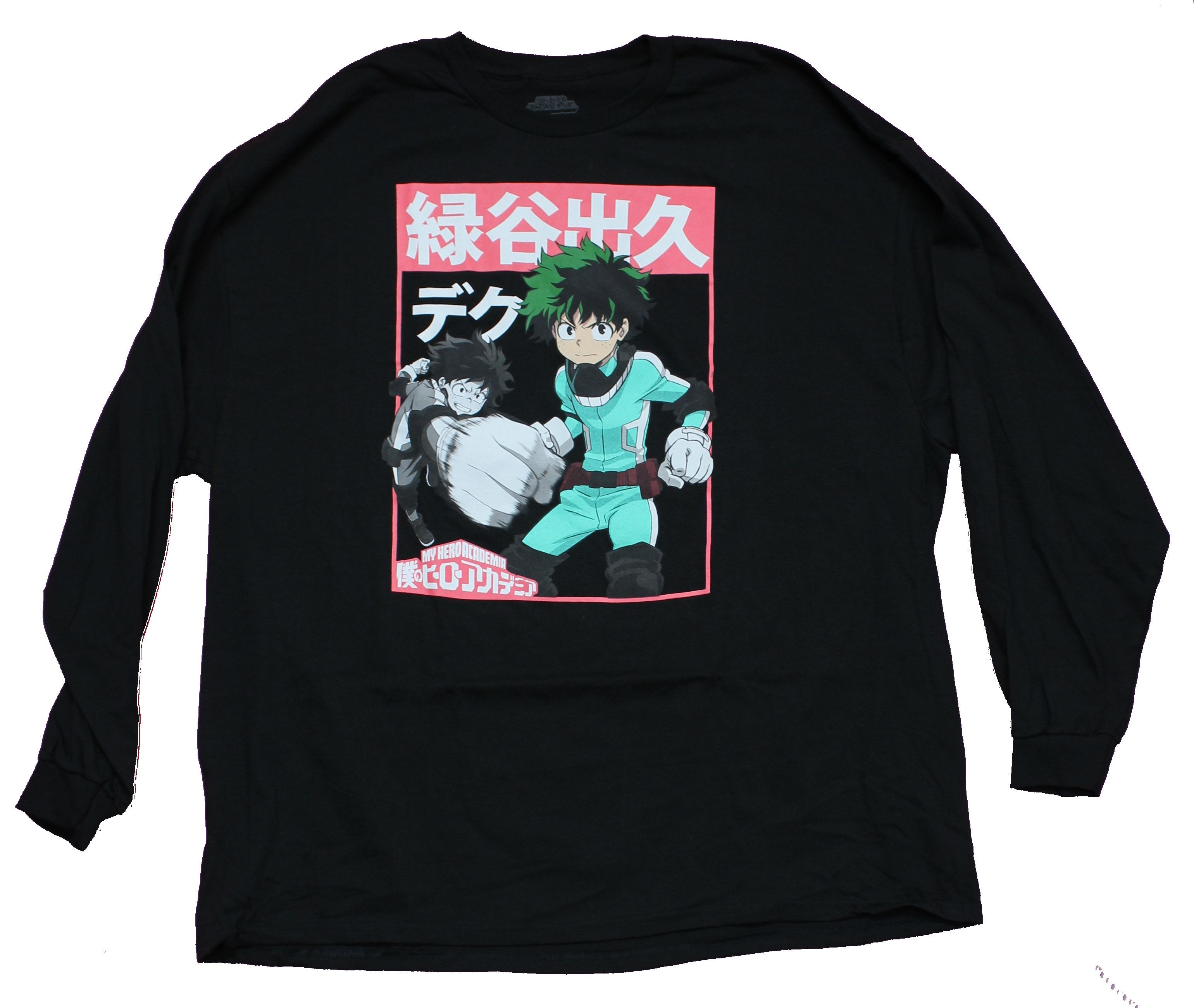 My Hero Academia Mens Long Sleeve T-Shirt - Deku Under Red Kanji Hoodie, Sweatshirt | CiraTrend.com
