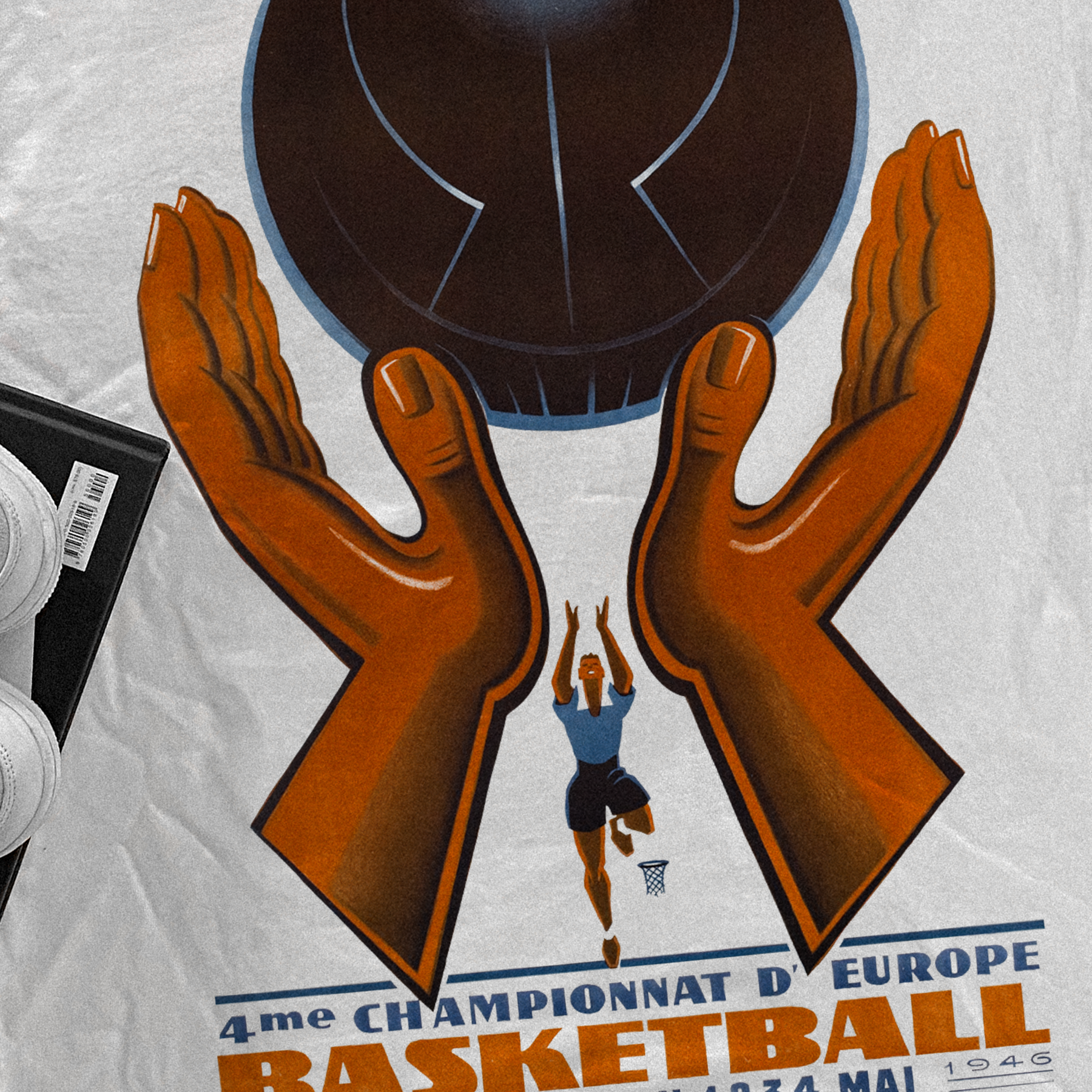 1946 'EUROBASKET CHAMPIONSHIPS' POSTER HEAVYWEIGHT WHITE T-SHIRT Hoodie, Sweatshirt | CiraTrend.com (Image 3)