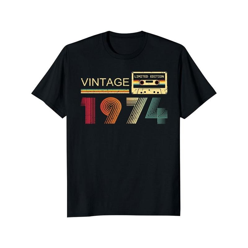 1974 Vintage Limited Edition Men'S T-Shirt - 100% Cotton Knit Fabric, Adult Crew Neck Regular Fit, All-Season Short...