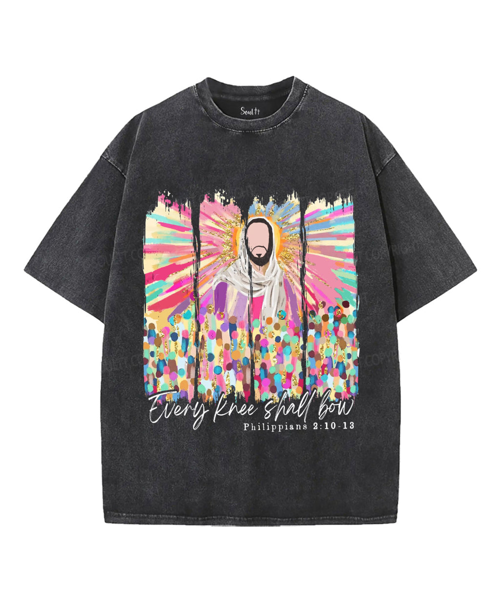 Every Knee Shall Bow Unisex Washed Christian T-shirt Hoodie, Sweatshirt | CiraTrend.com (Image 1)