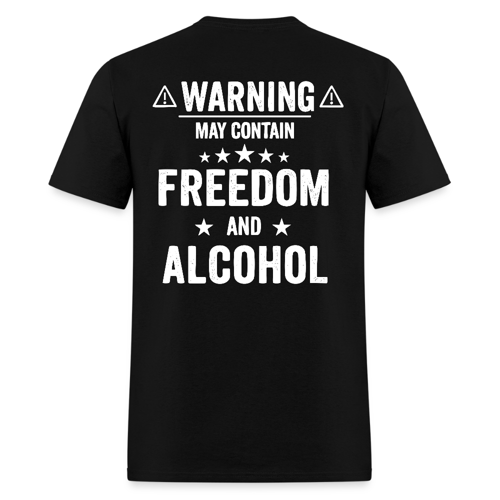 Warning May Contain Freedom And Alcohol T Shirt Hoodie, Sweatshirt | CiraTrend.com (Image 1)