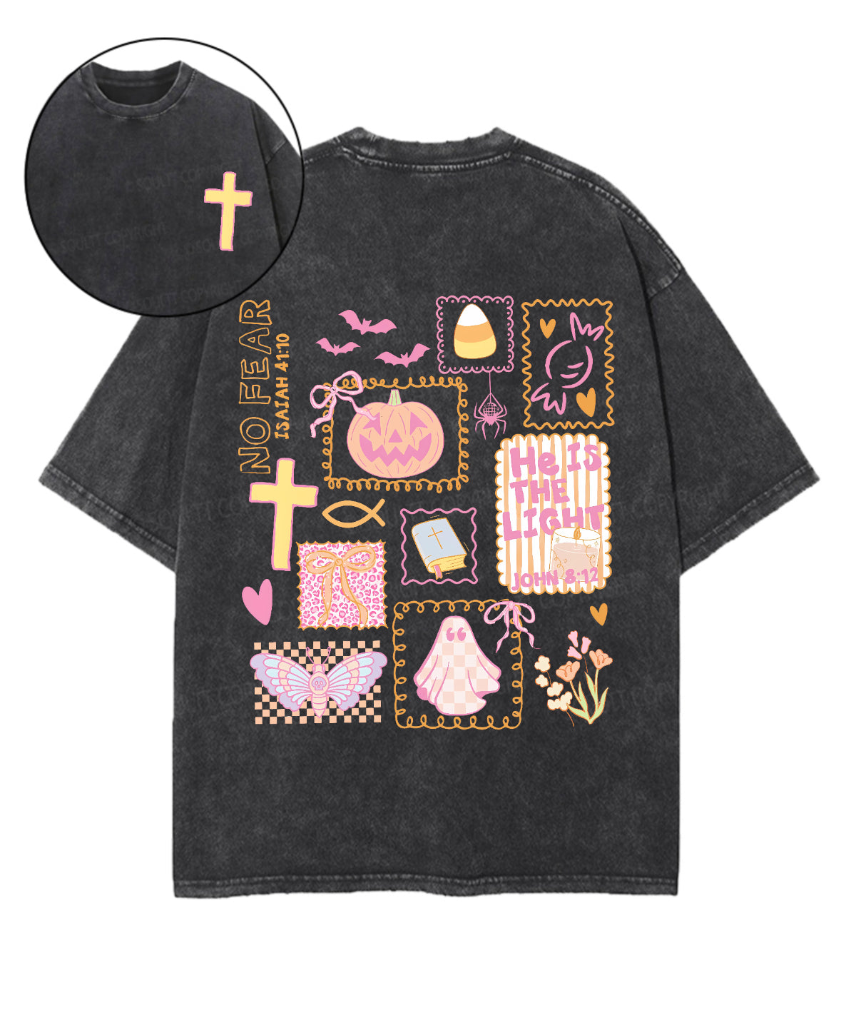 No Fear Double Sided Unisex Washed Christian T-shirt Hoodie, Sweatshirt | CiraTrend.com (Image 1)