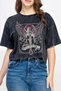Rock N Roll Forever Mineral Graphic Long Crop Top