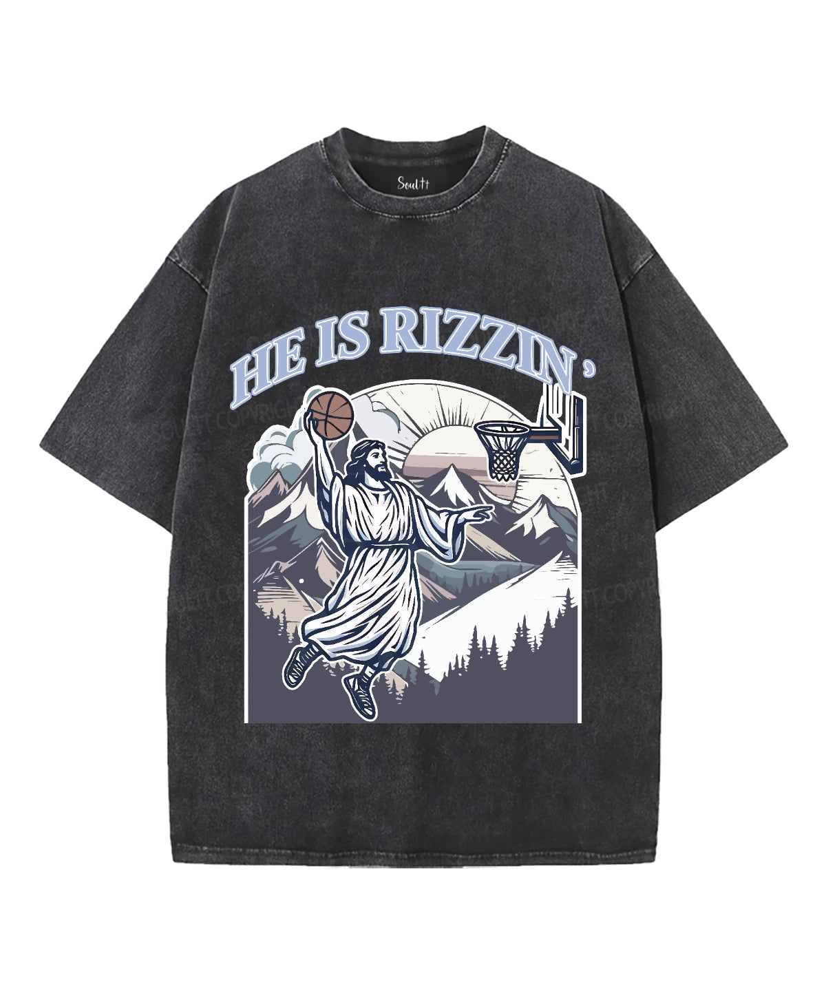 He Is Rizzin' Unisex Washed Christian T-shirt Hoodie, Sweatshirt | CiraTrend.com (Image 2)