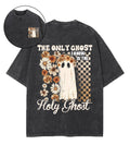 The Only Ghost I Know Is The Holy Ghost Double Sided Unisex Washed Christian T-shirt Hoodie, Sweatshirt (Image 1)