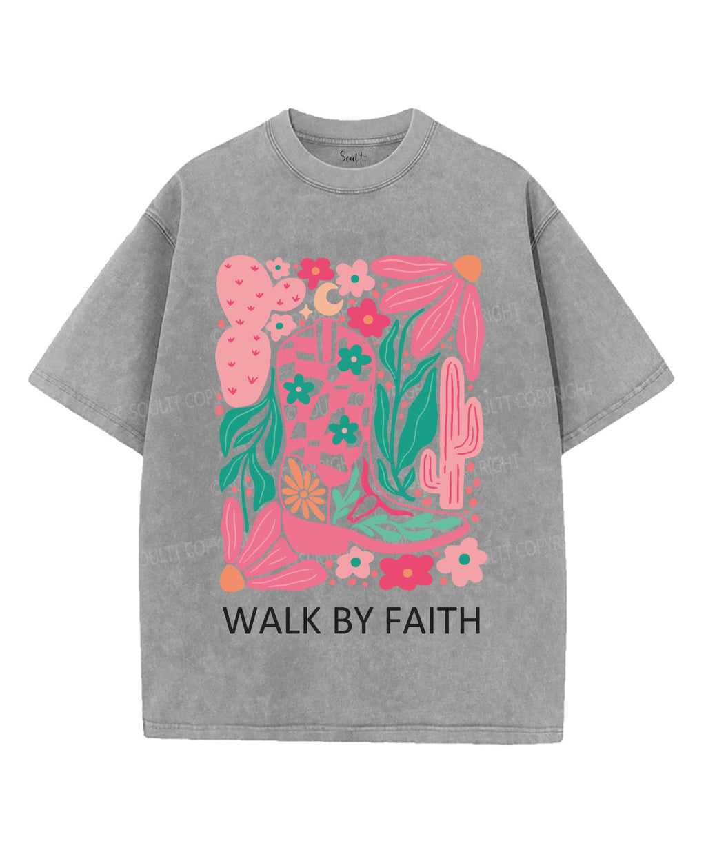 Walk By Faith Washed Christian T-shirt Hoodie, Sweatshirt | CiraTrend.com (Image 4)