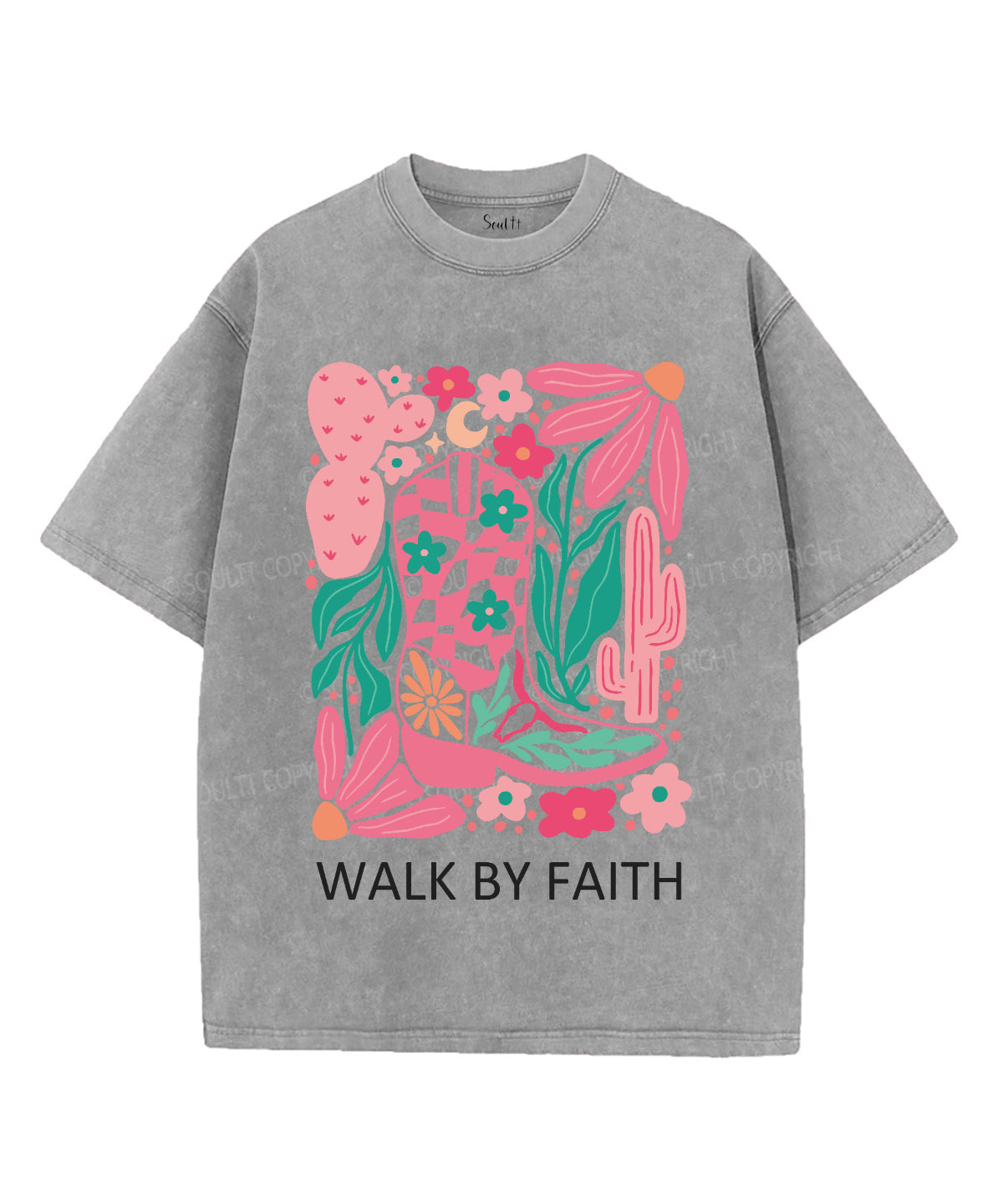 Walk By Faith Washed Christian T-shirt Hoodie, Sweatshirt | CiraTrend.com (Image 4)