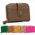 Pu Leather Button Close Small Zip Wallet