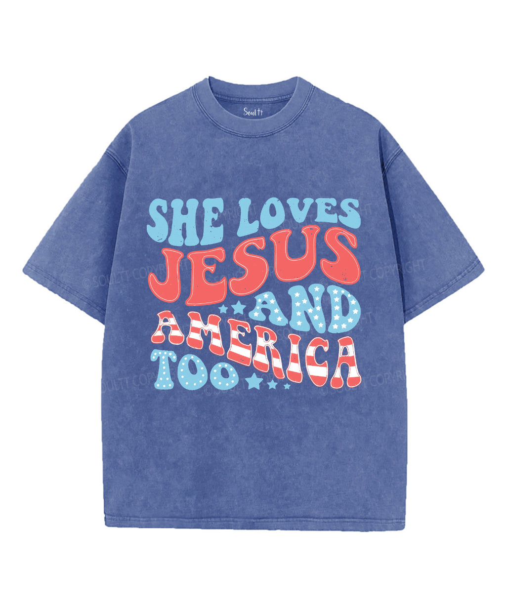 She Loves Jesus Unisex Washed Christian T-shirt Style001 Hoodie, Sweatshirt | CiraTrend.com (Image 4)