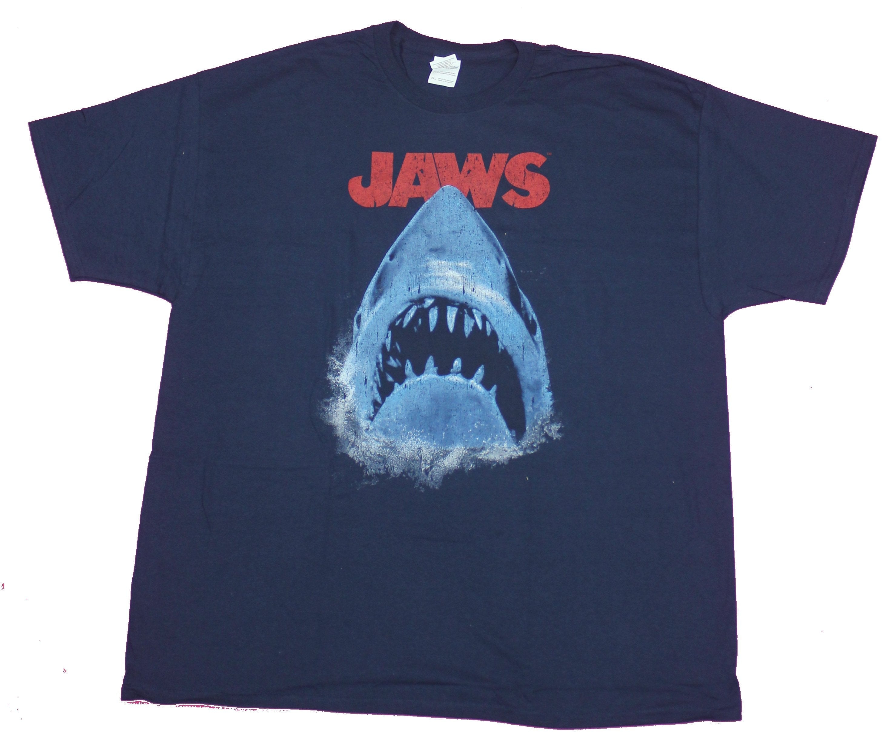 Jaws Mens T-Shirt- Distressed Big Mouth Shark Under Red Name Image Style003 Hoodie, Sweatshirt | CiraTrend.com