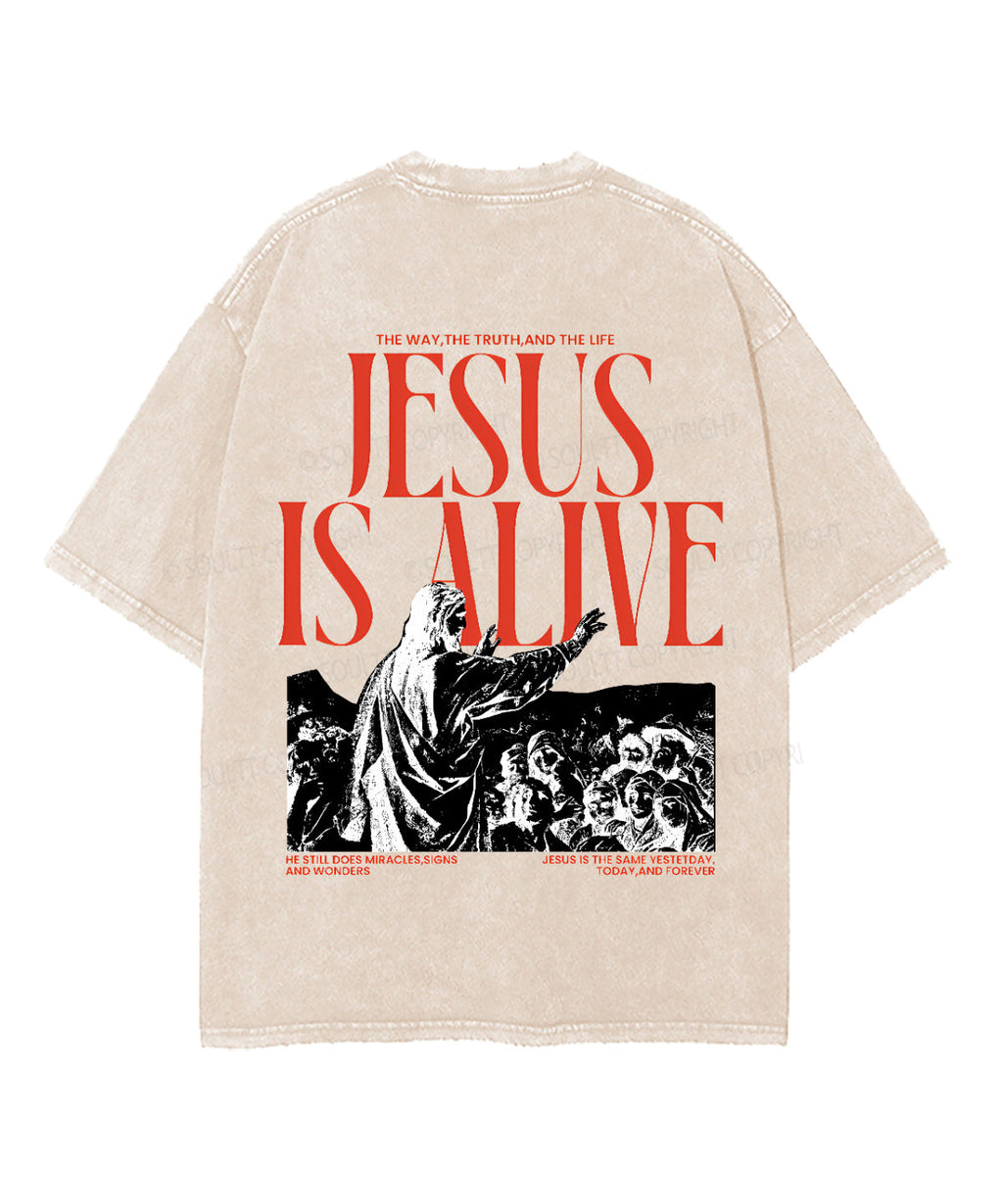 Jesus Is Alive Double Sided Unisex Washed Christian T-shirt Hoodie, Sweatshirt | CiraTrend.com (Image 3)