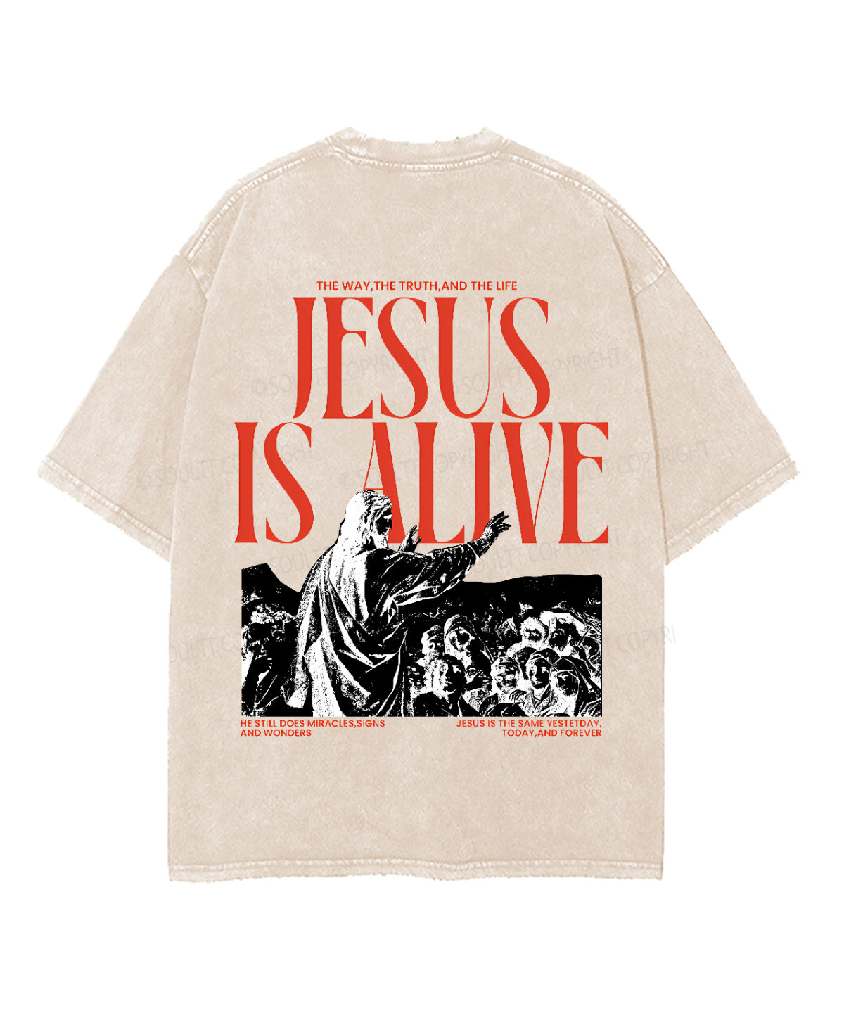 Jesus Is Alive Double Sided Unisex Washed Christian T-shirt Hoodie, Sweatshirt | CiraTrend.com (Image 3)