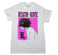 Death Note Mens T-Shirt - L Hidden Face Image In Front of Pink Background Hoodie, Sweatshirt | CiraTrend.com