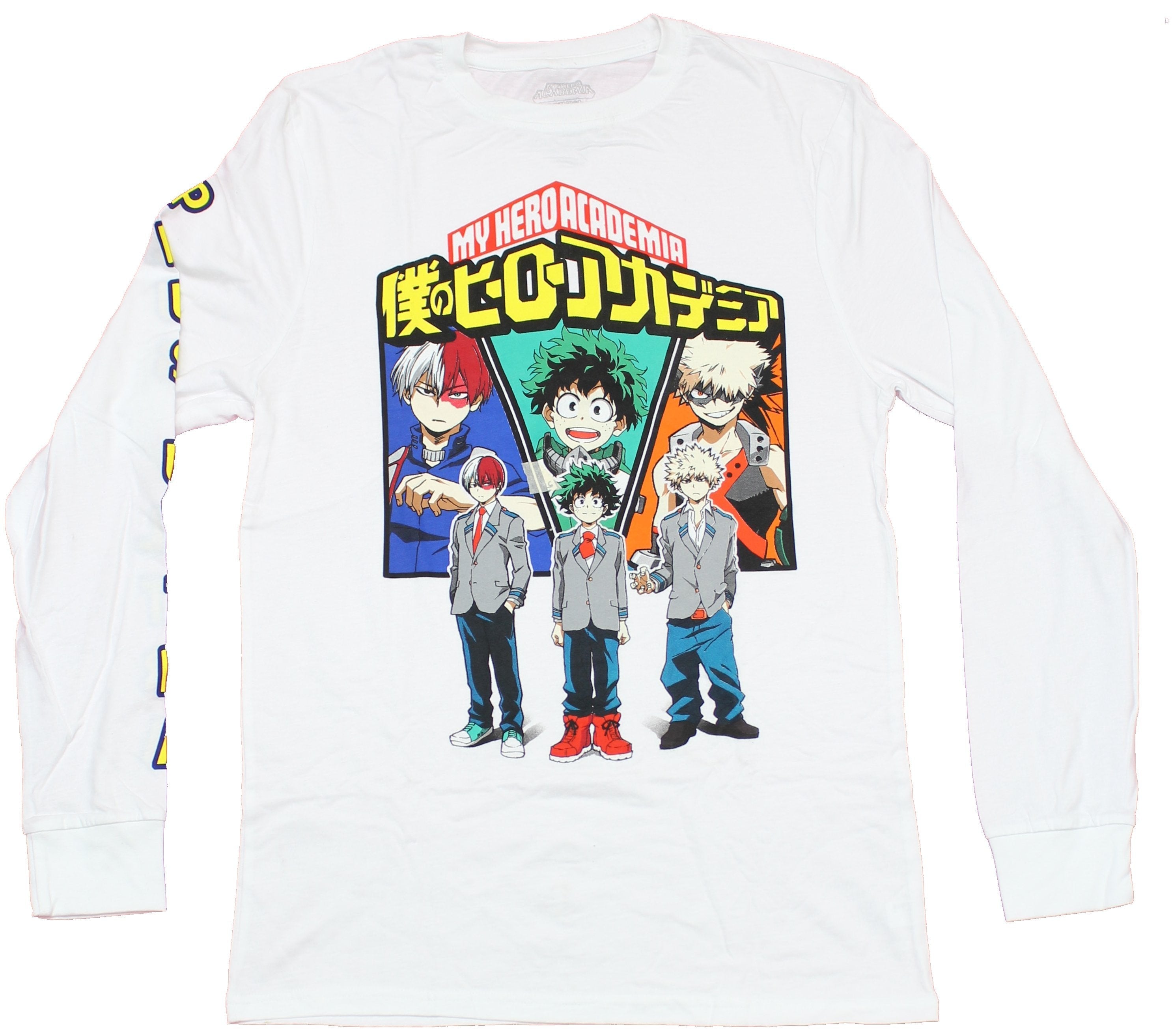My Hero Academia Mens Long Sleeve T-Shirt - Trio Under Logo Sleeve Design Hoodie, Sweatshirt | CiraTrend.com