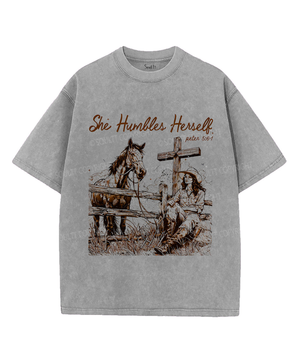 She Humbles Herself Unisex Washed Christian T-shirt Hoodie, Sweatshirt | CiraTrend.com (Image 3)