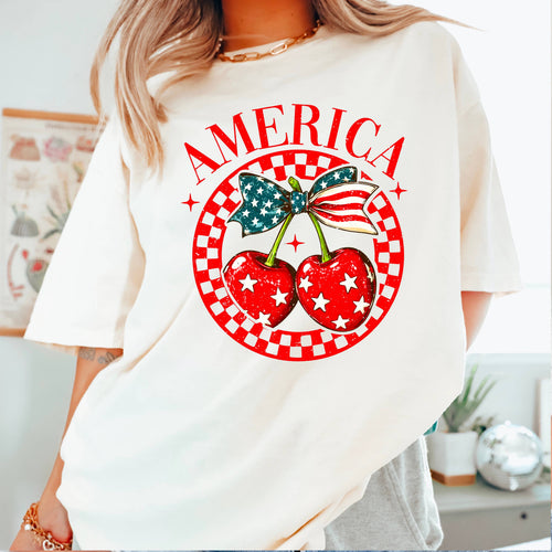 America Cherries July 4th Graphic Shirt | Comfort Color