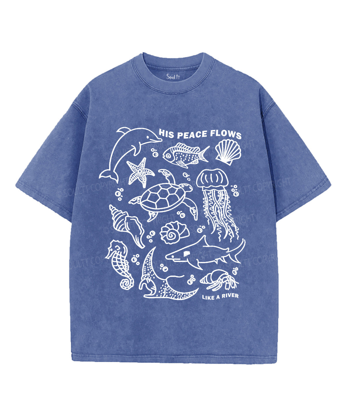 His Peace Flows Like River Washed Christian T-Shirts, Hoodie, Sweatshirt