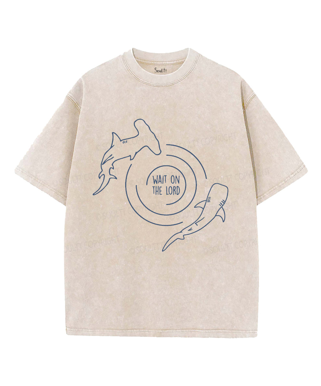 Wait On The Lord Unisex Washed Christian T-shirt Hoodie, Sweatshirt | CiraTrend.com (Image 1)