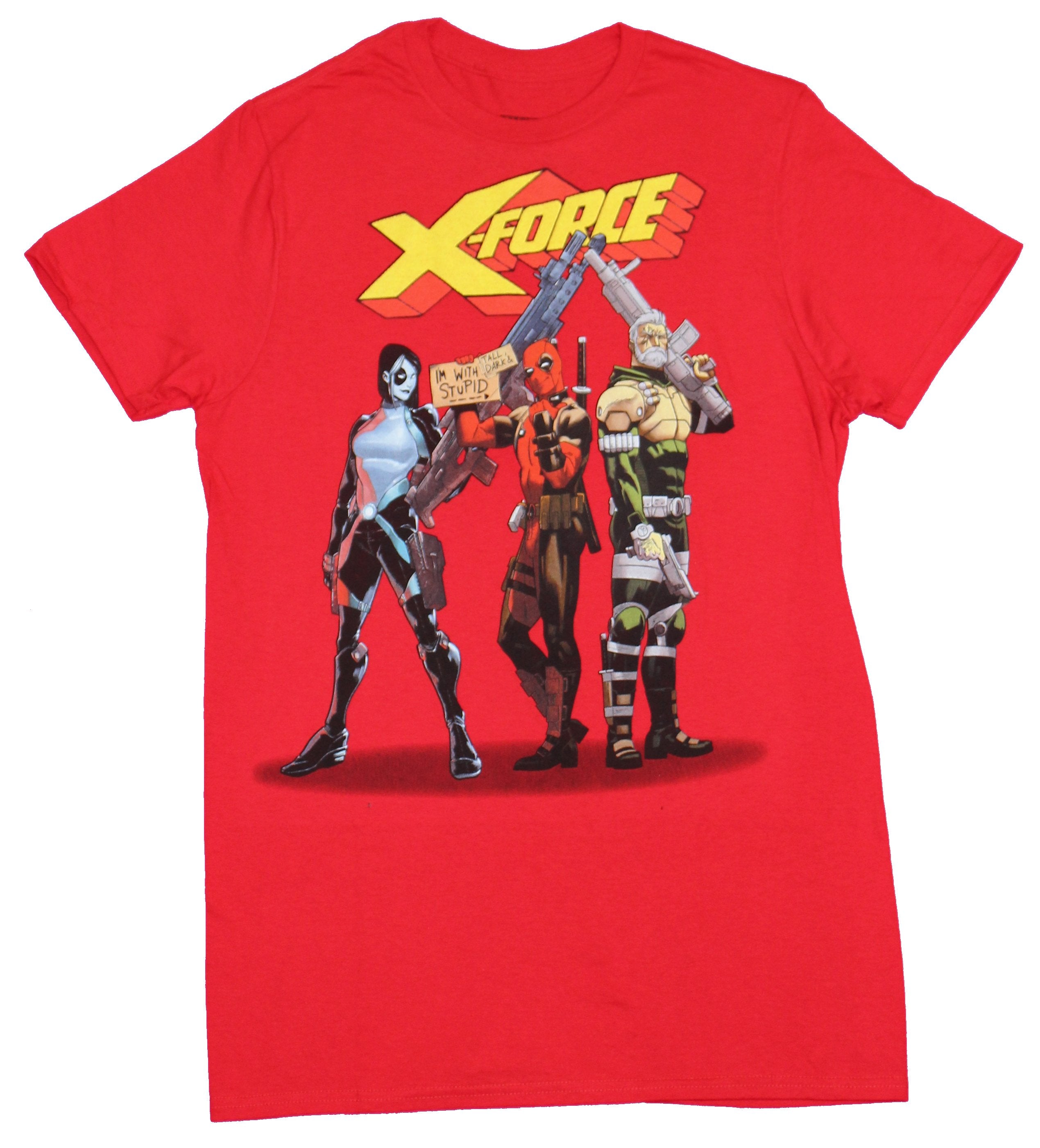 X-Force Mens T-Shirt - Deadpool Cable and Domino  "I'm with Stupid" Hoodie, Sweatshirt | CiraTrend.com