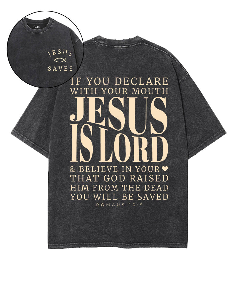 Jesus Is Lord Double Sided Unisex Washed Christian T-shirt Hoodie, Sweatshirt | CiraTrend.com (Image 1)