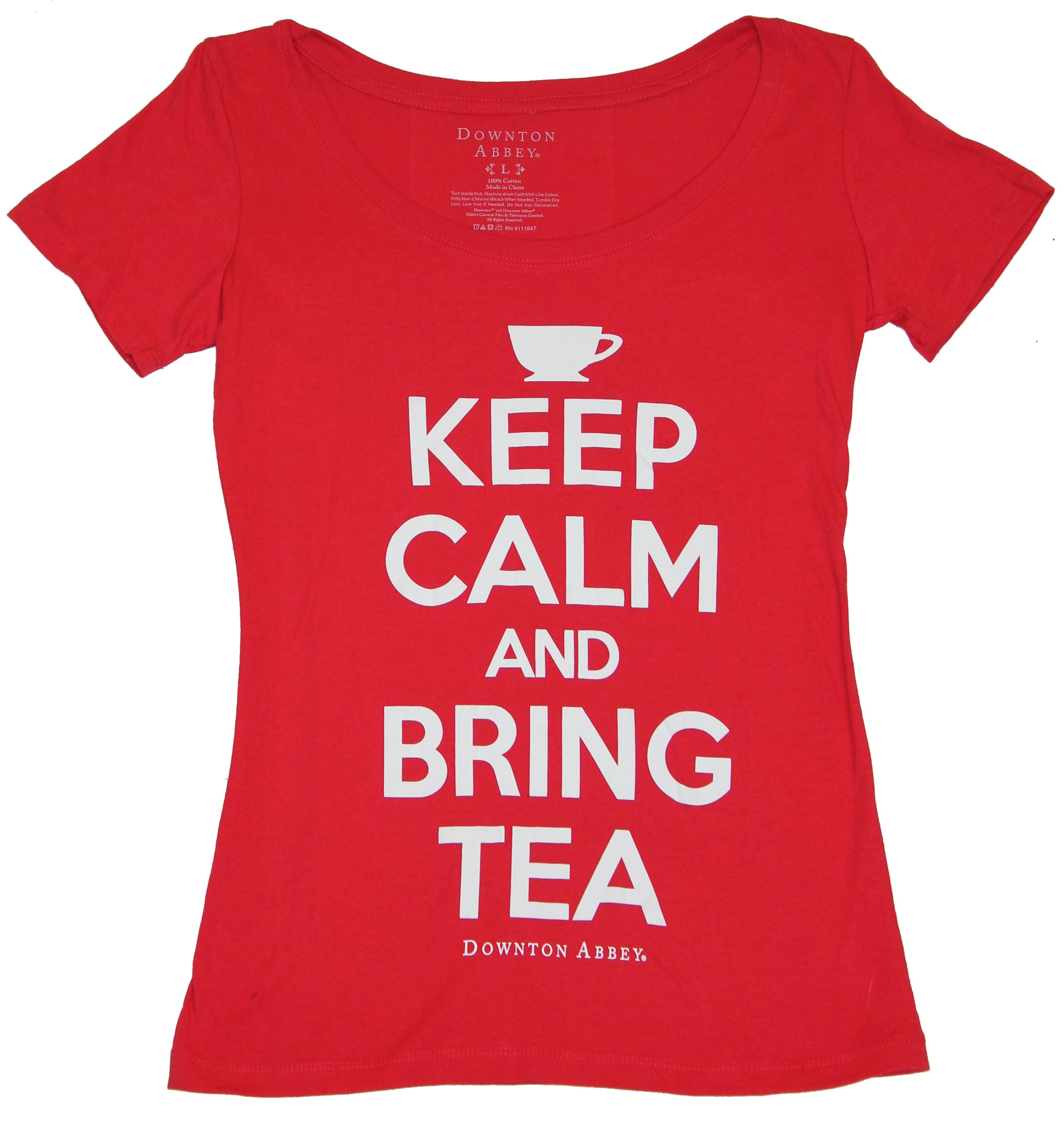 Downton Abbey Girls Juniors T-Shirt - "Keep Calm and Bring Tea" Word Logo Hoodie, Sweatshirt | CiraTrend.com