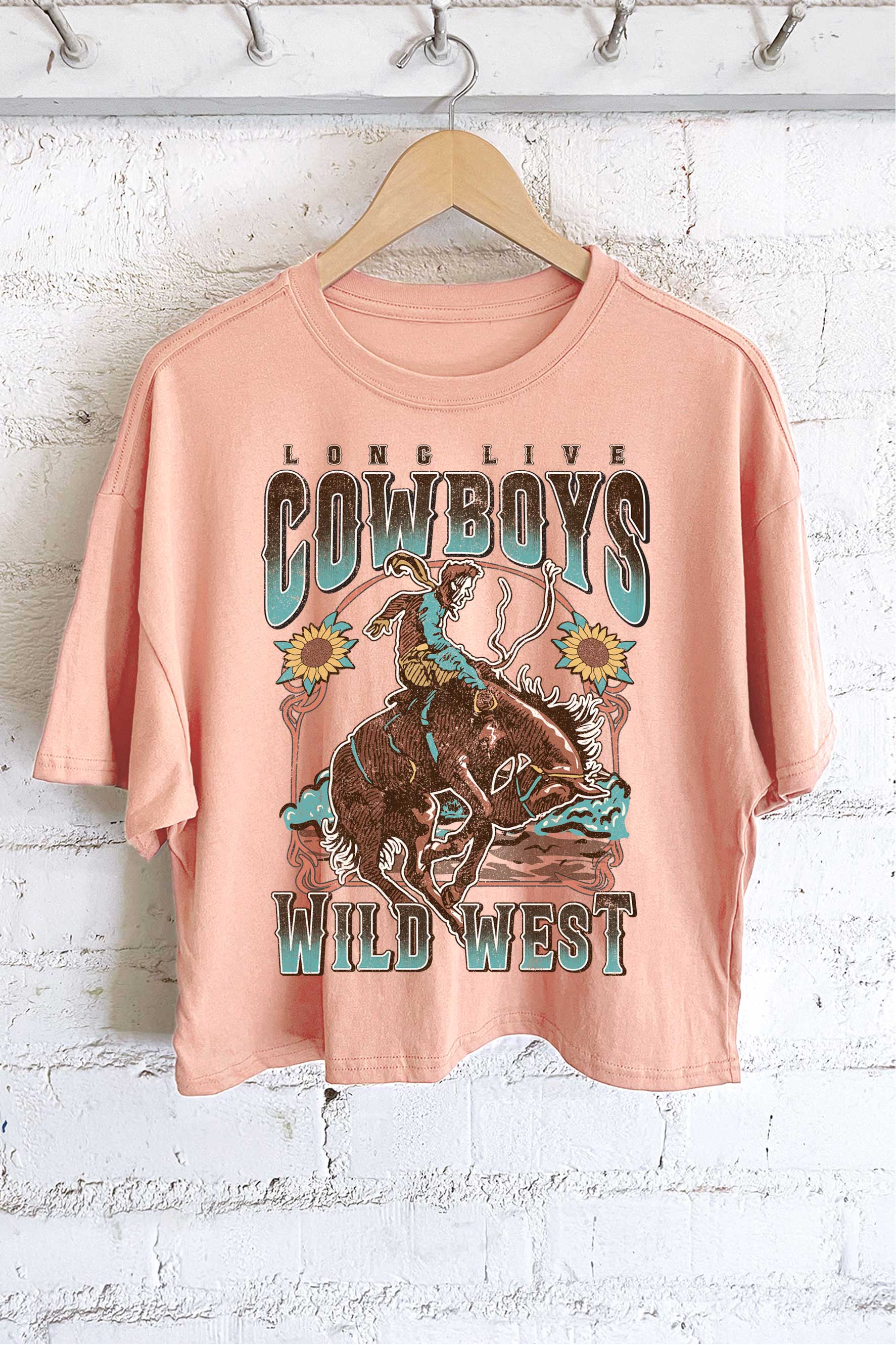 Long Live Cowboys Wild West Graphic Long Crop Top