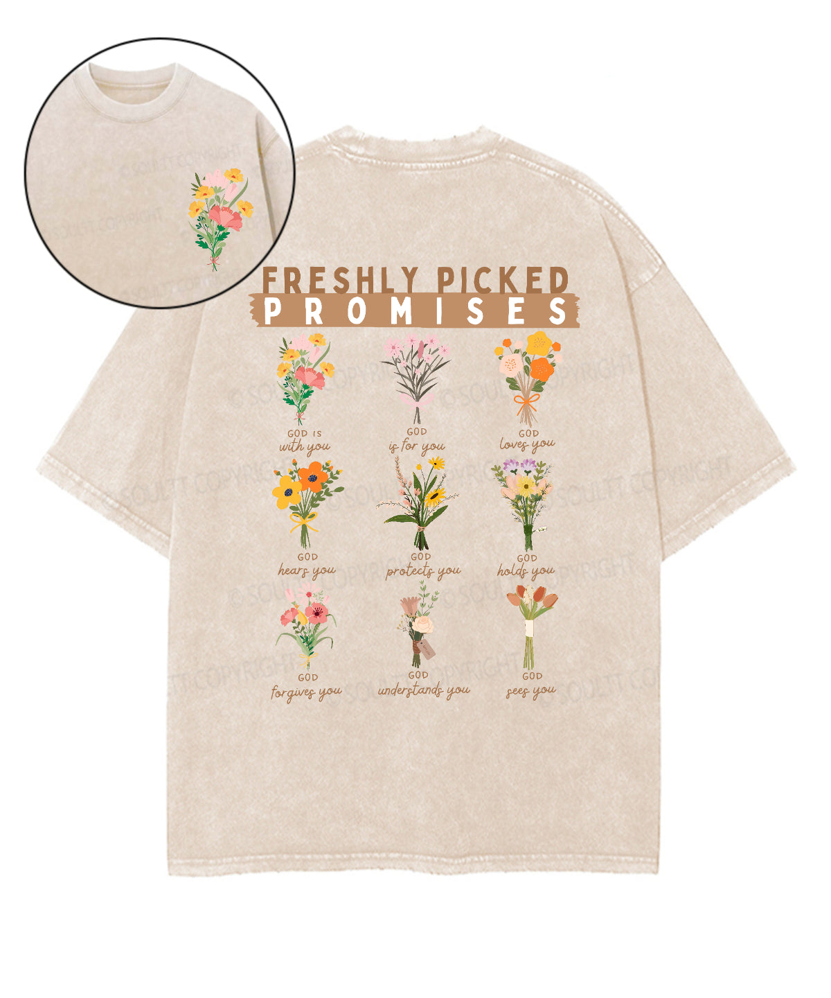 Freshly Picked Promises Double Sided Unisex Washed Christian T-shirt Hoodie, Sweatshirt | CiraTrend.com (Image 1)