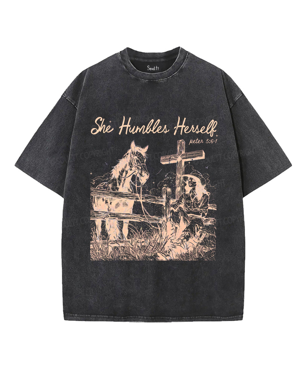 She Humbles Herself Unisex Washed Christian T-shirt Hoodie, Sweatshirt | CiraTrend.com (Image 2)