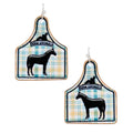 Stripe Farm Animal Tooled Leather Earrings - Horse