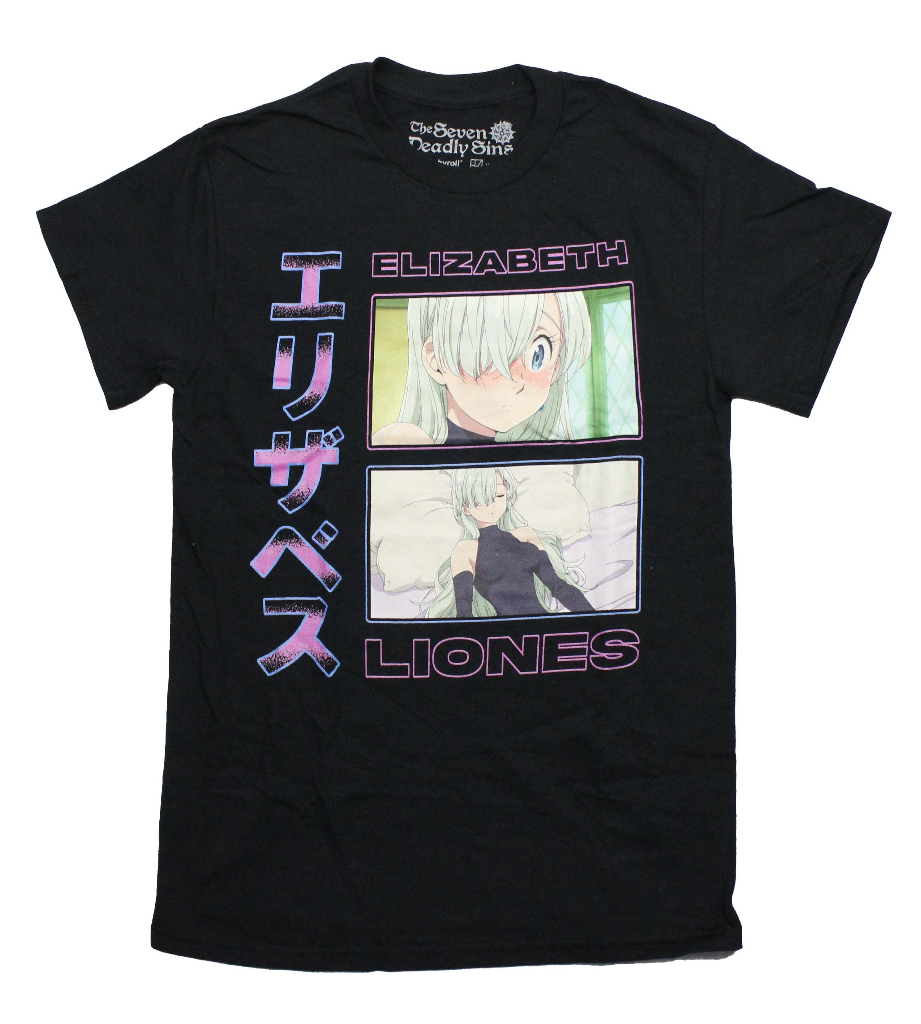 Seven Deadly Sins Mens T-Shirt - Elizabeth Liones Boxed Images along Kanji Hoodie, Sweatshirt | CiraTrend.com
