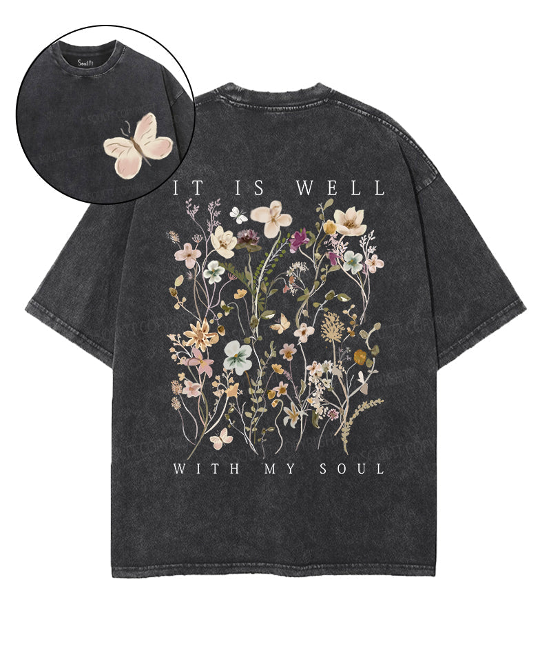 It Is Well With My Soul Double Sided Unisex Washed Christian T-shirt Style001 Hoodie, Sweatshirt | CiraTrend.com (Image 1)