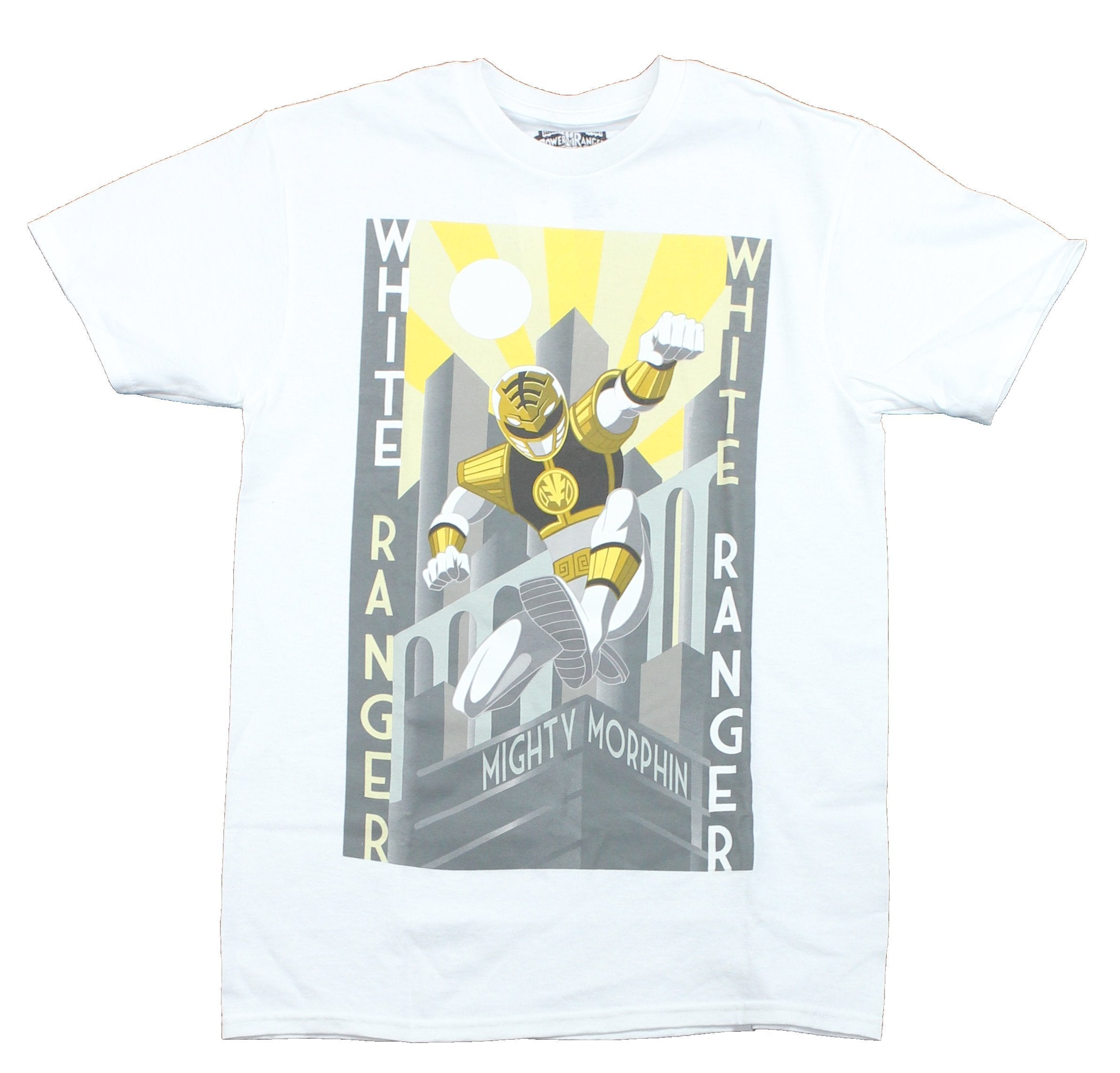 Mighty Morphin Power Rangers Mens T-Shirt - White Ranger Art Deco Style Pose Hoodie, Sweatshirt | CiraTrend.com
