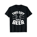 1pc Funny "This Guy Needs a Beer" Cotton T-Shirt for Men - Casual Crew Neck, Loose Fit, All-Season Knit Fabric with...