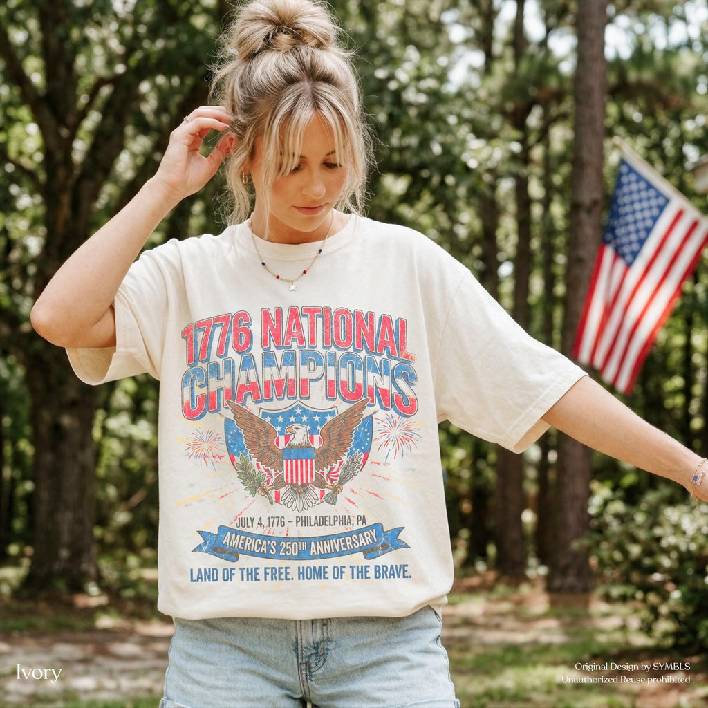 July 4th 1776 National Champions America 250th Anniversary Oversized Tee Distressed Vintage (3)