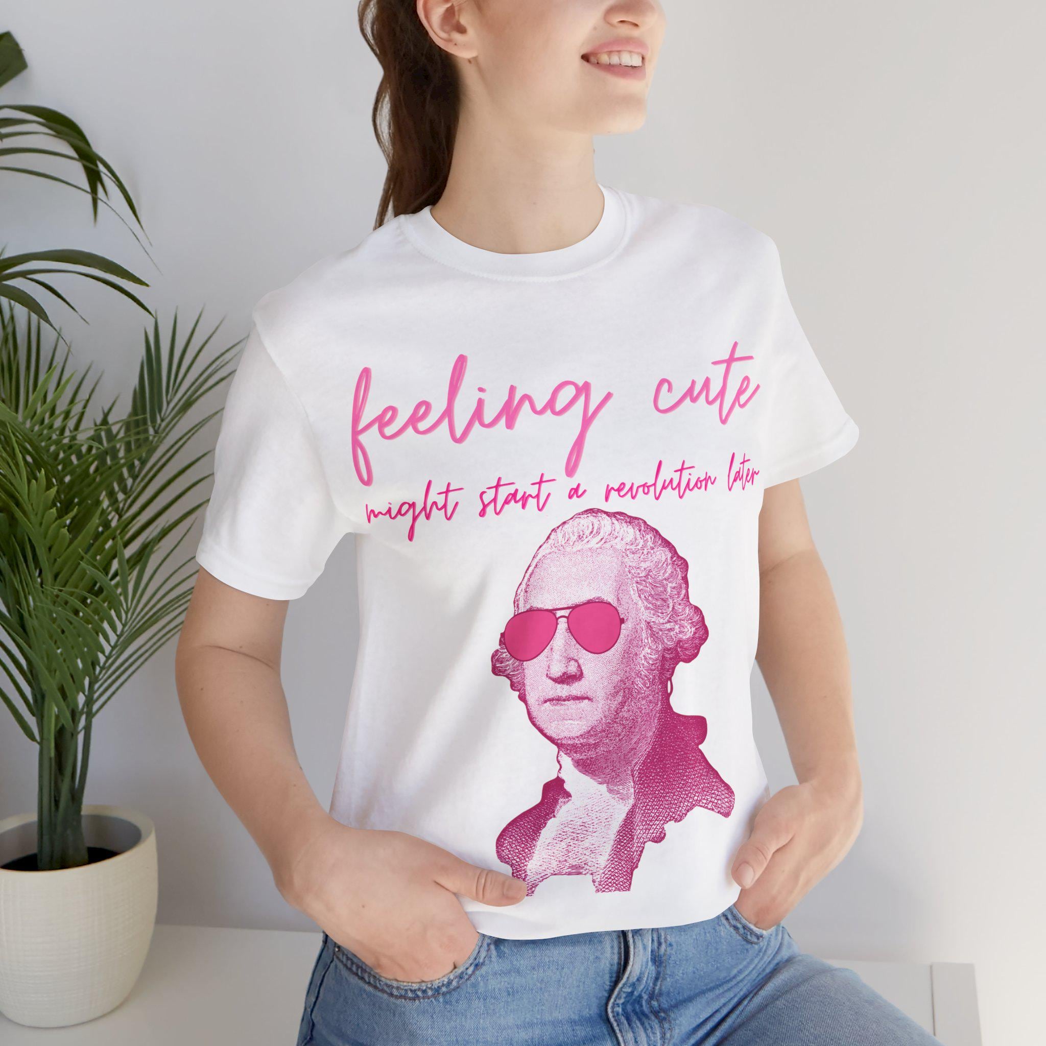 Washington Portrait Tee Pink Sunglasses Revolution Humor (3)