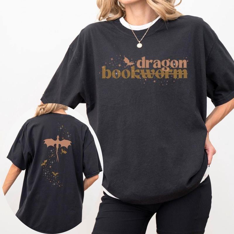 2 Sided, Fantasy Book Dragon T-Shirt, Romantasy Tee, Bookish Shirt, Booktok Merch, Book Gift, Bookworm Gift, Book Club...