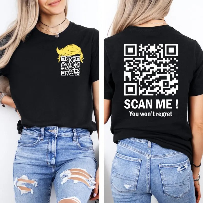 2 Sides Trump Qr Shirt, Trump Dance Ymca Qr Code T-shirt, Trump Elephant T-Shirt, Gifts, Gift For Her, Gift For Him,...